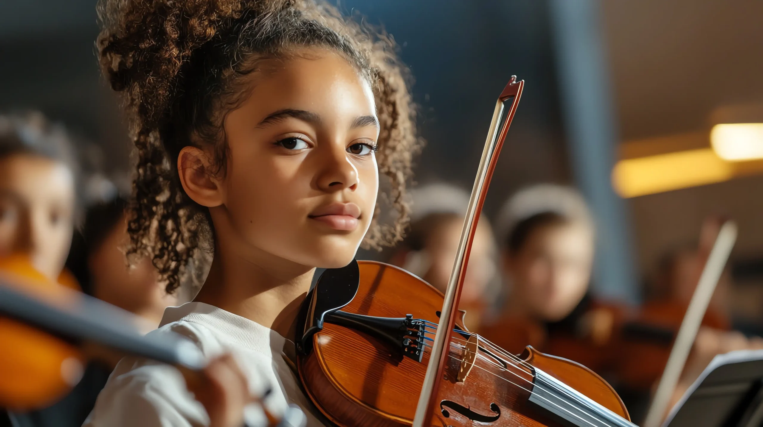 School violin student
