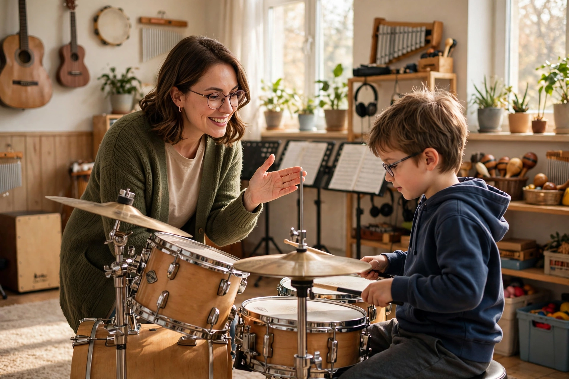 Drum lesson in progress